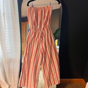 Light weight cotton striped strapless jumpsuit. Purchased from a boutique.